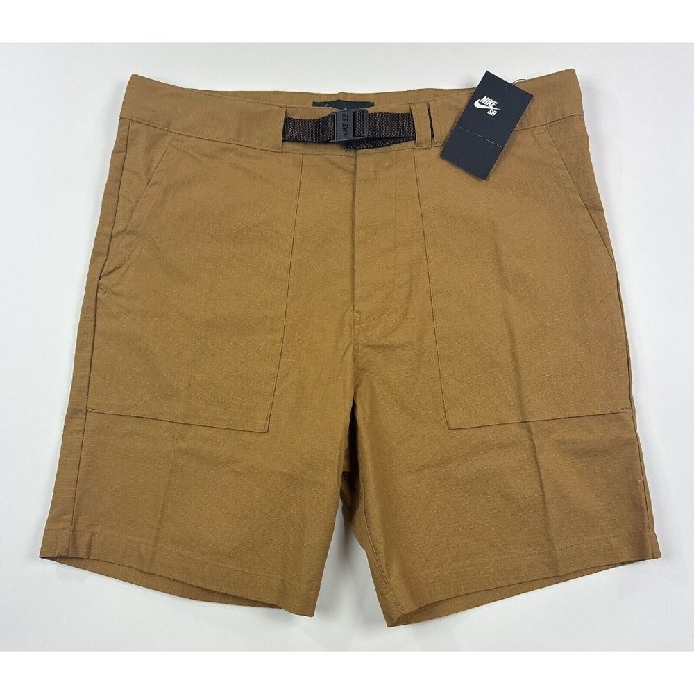 Nike SB Ripstop Belted Chino Shorts Mens 34 Brown Skateboarding Skate DA3132-216